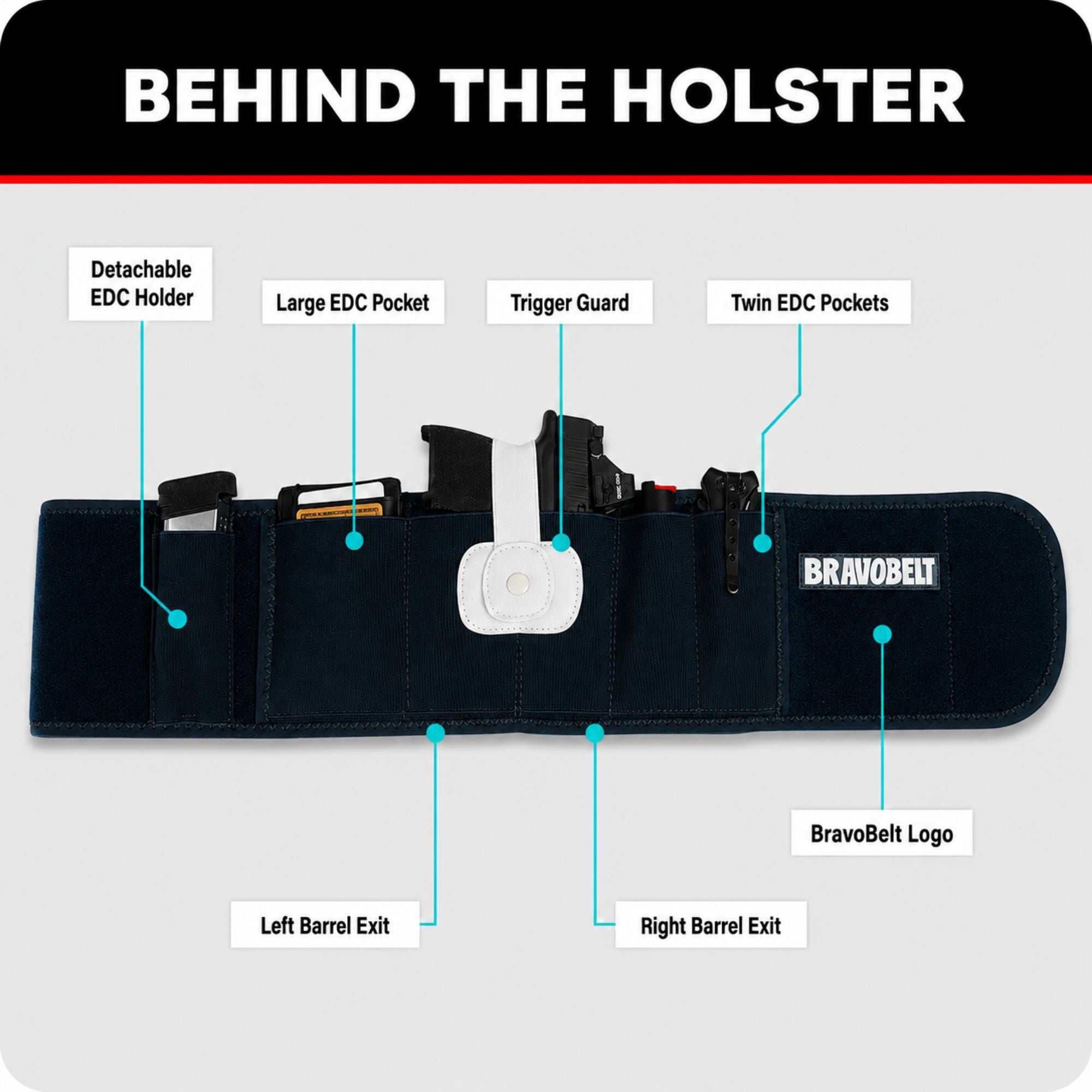 BravoBelt Belly Band Holster for Concealed Carry - Unisex - Midnight Teal