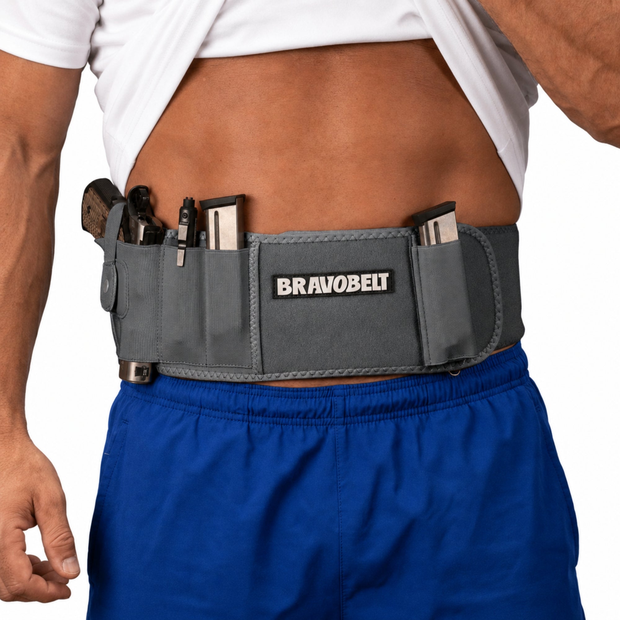 BravoBelt Belly Band Holster for Concealed Carry - Unisex - Grey Ghost