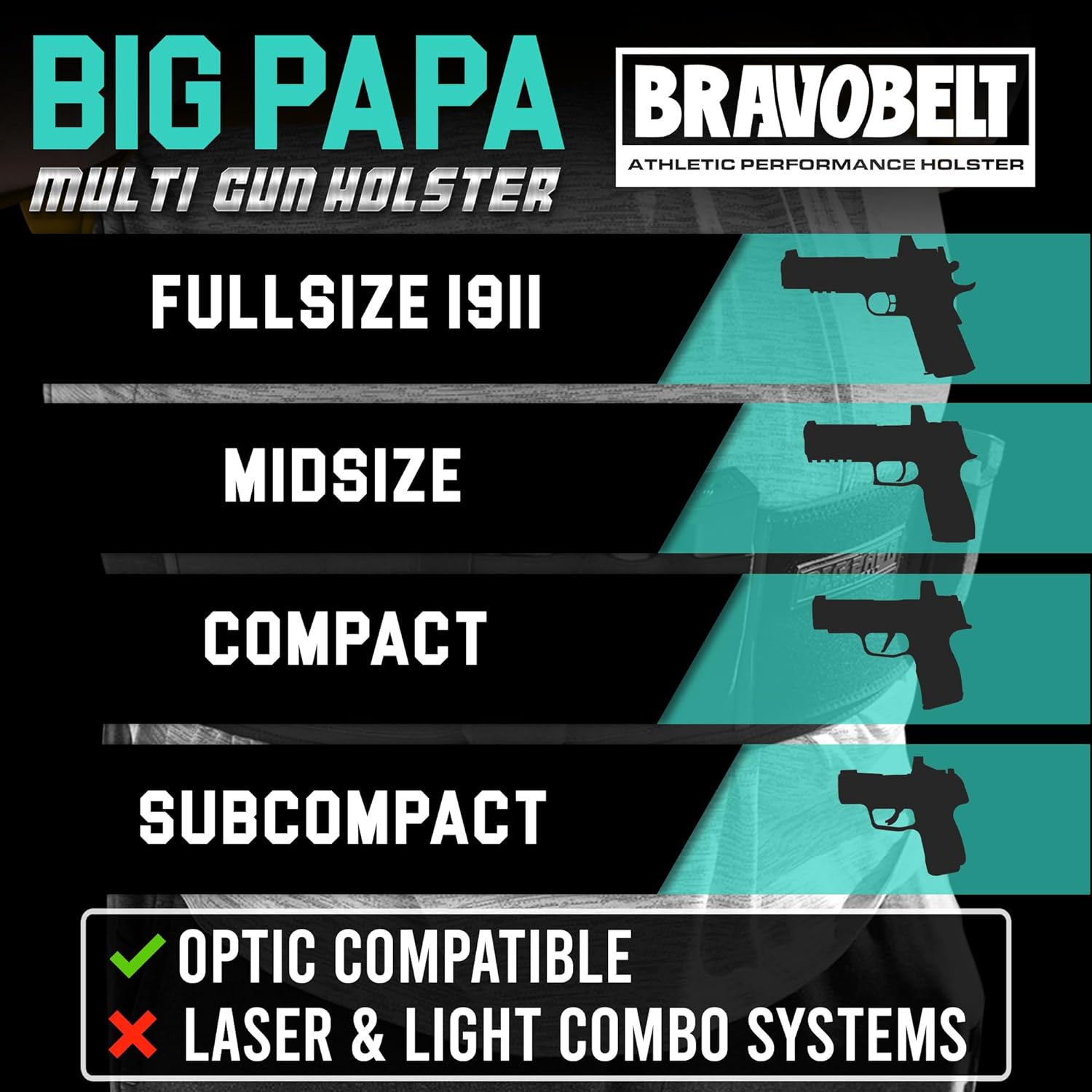 BravoBelt Big Papa Edition - Belly Band Holster for Big Guys - Fits 55" to 65" Belly