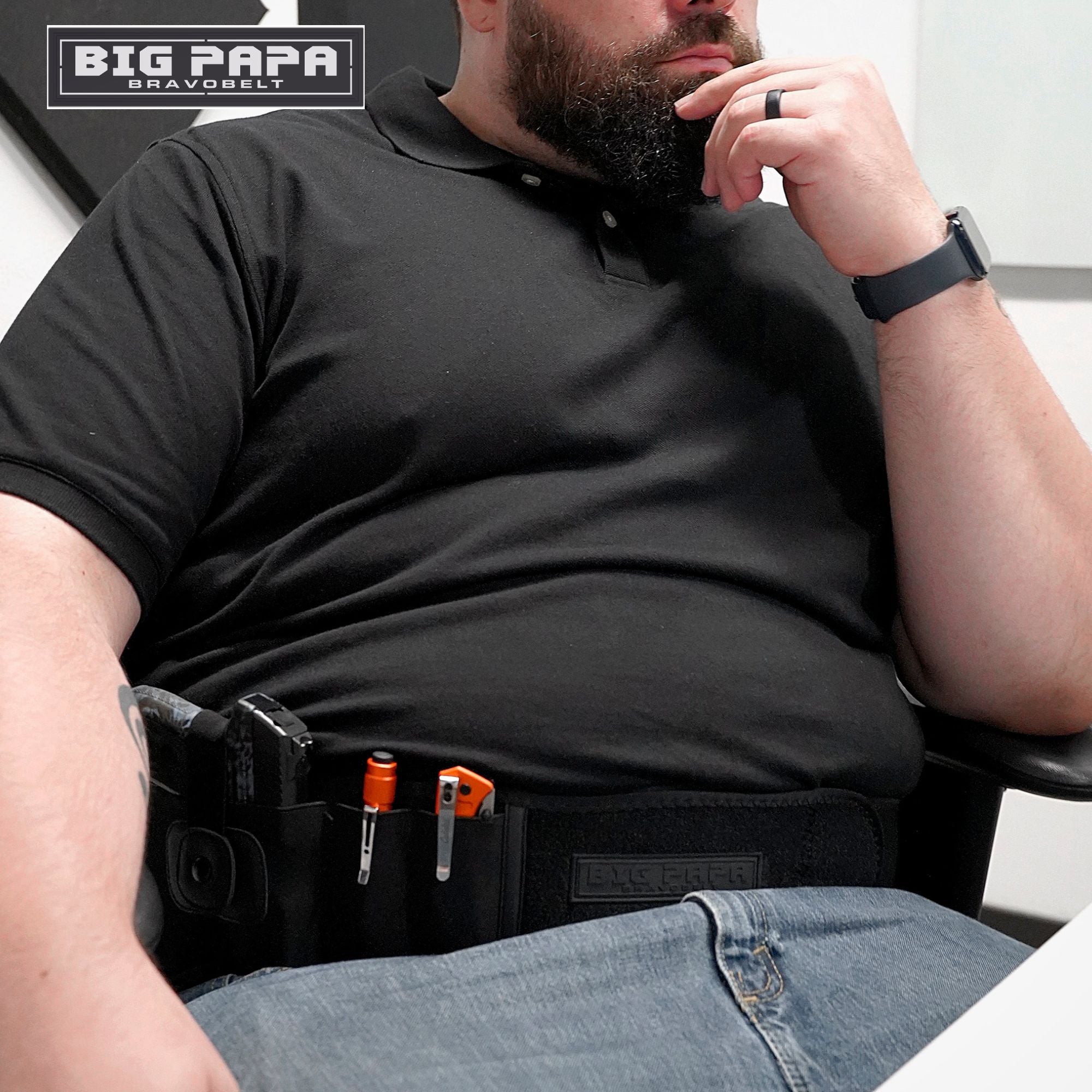 BravoBelt Big Papa Edition - Belly Band Holster for Big Guys - Fits 55" to 65" Belly