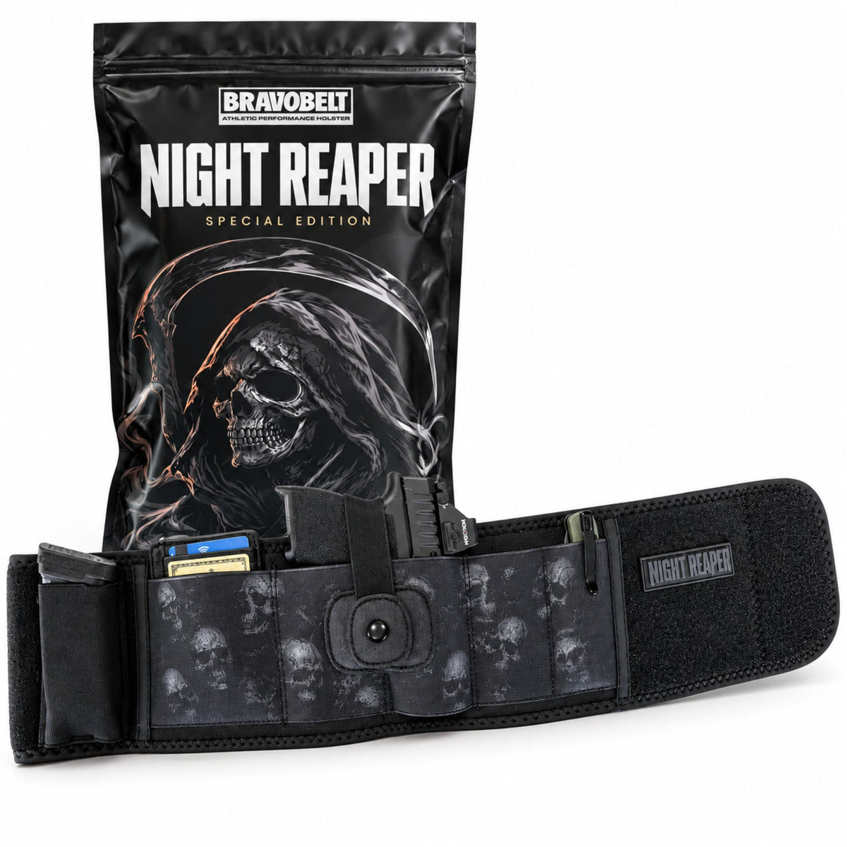 BravoBelt Belly Band Holster for Concealed Carry - Unisex - Night Reaper Black