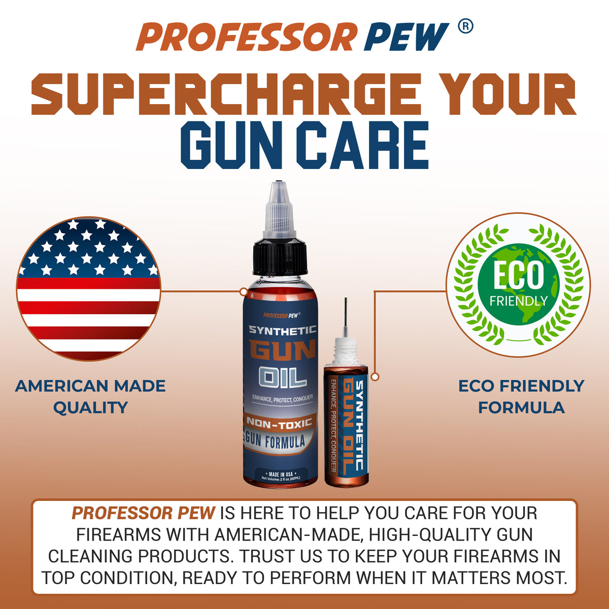 Professor Pew Gun Oil Combo Kit - 2 oz Bottle &amp; .5 oz Needle Oiler of Gun Lube