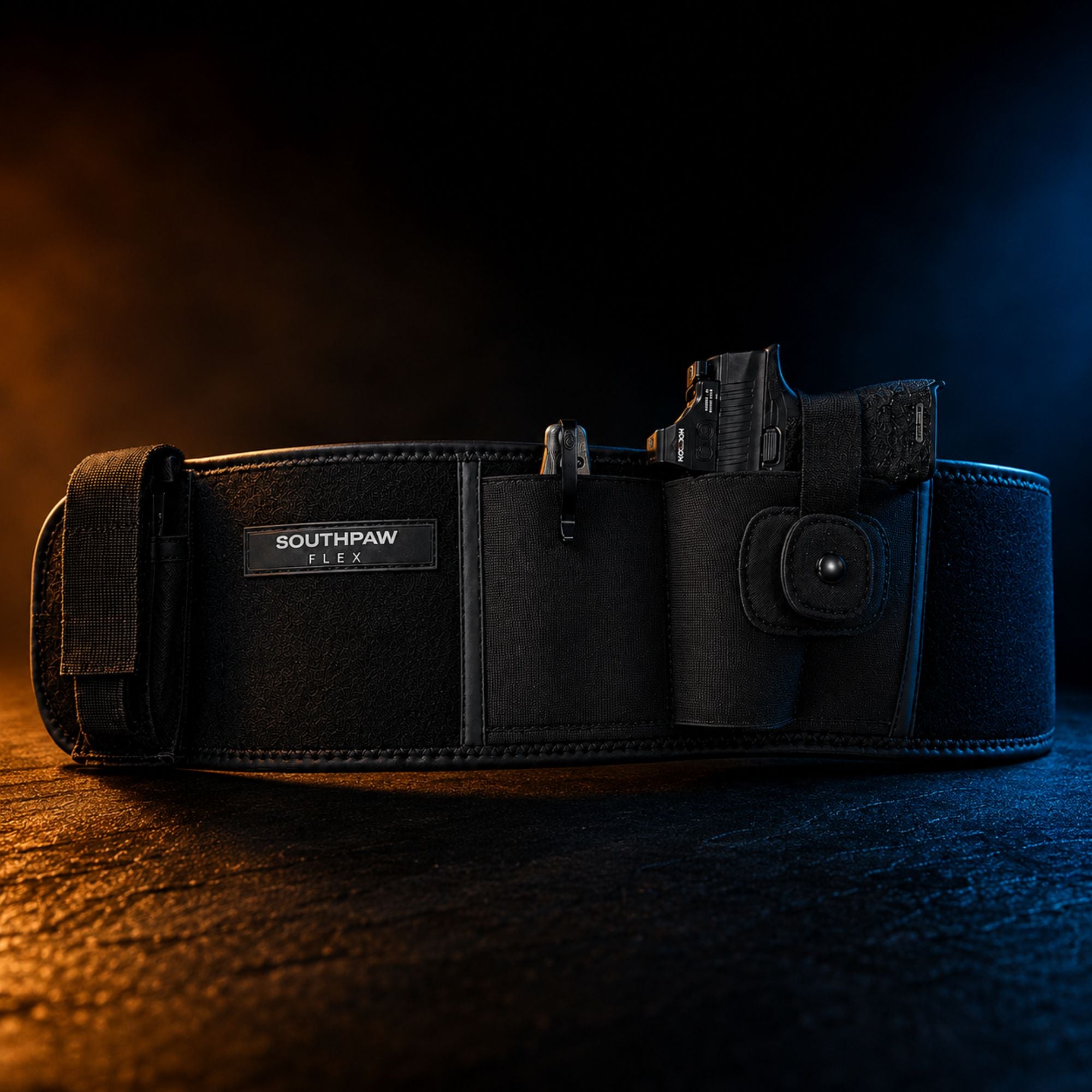 SouthPaw Flex Belly Band Holster for Left Hand Carry - Bundle with Mag Holder