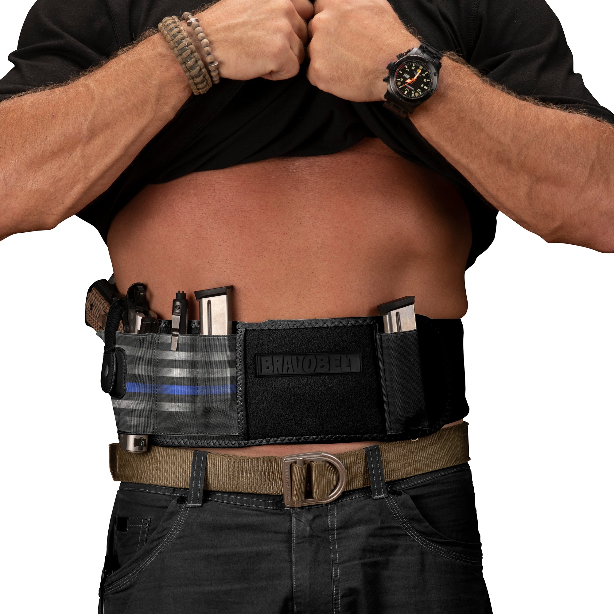 Buy BRAVOBELT Belly Band Holster for Concealed Carry - Athletic Flex FIT  for Running, Jogging, Hiking - Glock 17-43 Ruger S&W M&P 40 Shield