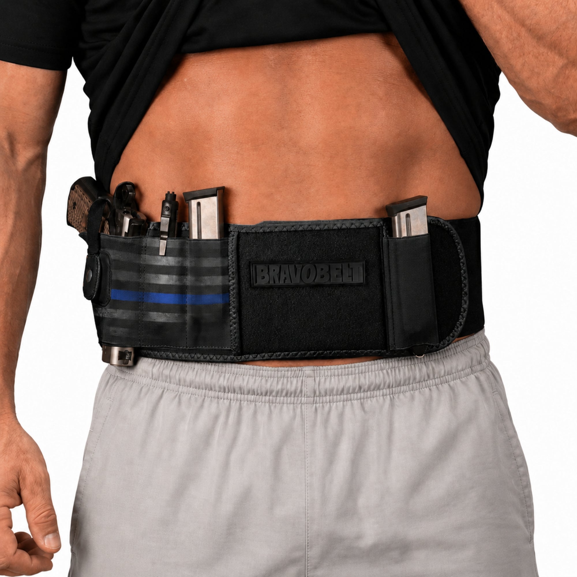 BravoBelt Belly Band Holster for Concealed Carry - Unisex  - Blue Line Edition