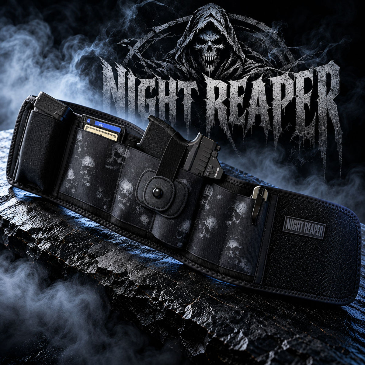 BravoBelt Belly Band Holster for Concealed Carry - Unisex - Night Reaper Black