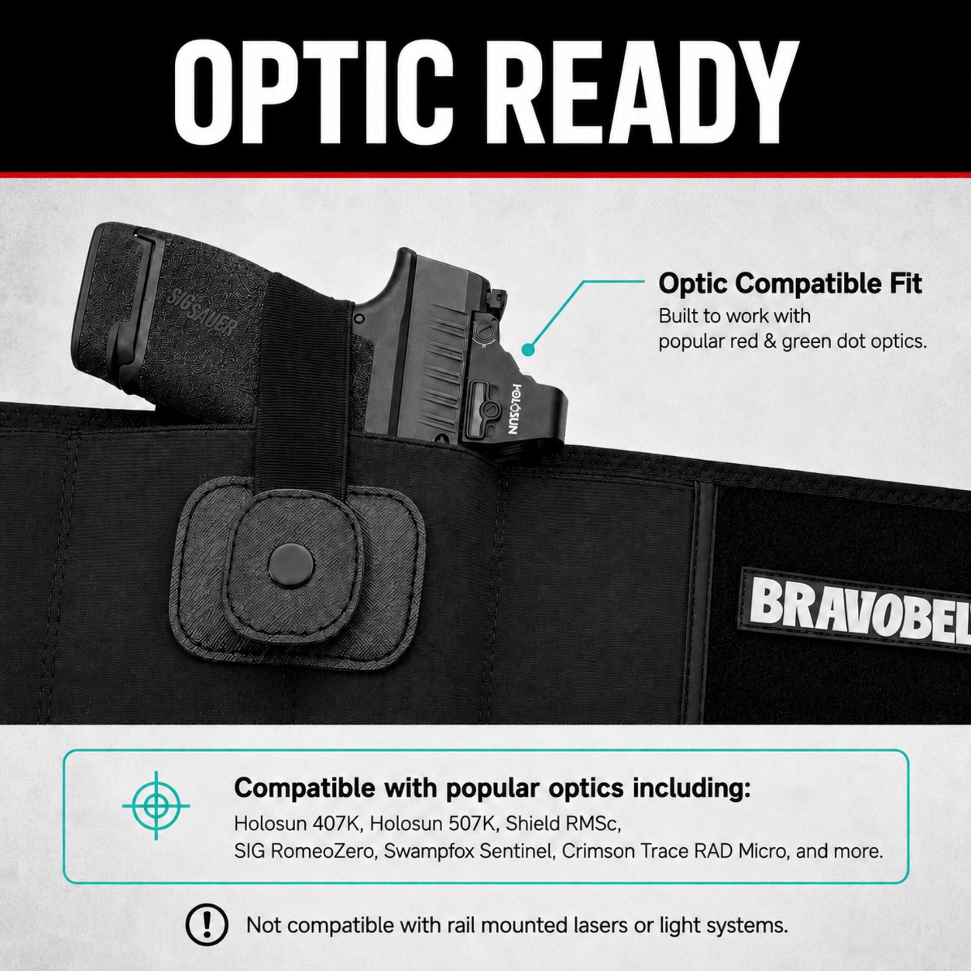 BravoBelt Belly Band Holster for Concealed Carry - Unisex - Black
