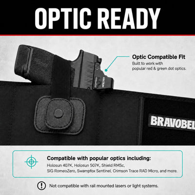BravoBelt Belly Band Holster for Concealed Carry - Unisex - Black