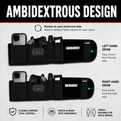 BravoBelt Belly Band Holster for Concealed Carry - Unisex - Black
