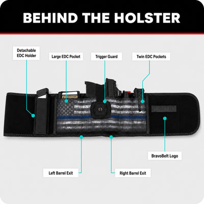 BravoBelt Belly Band Holster for Concealed Carry - Unisex  - Blue Line Edition