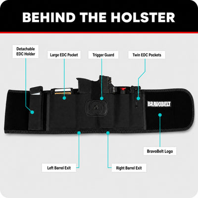 BravoBelt Belly Band Holster for Concealed Carry - Unisex - Black