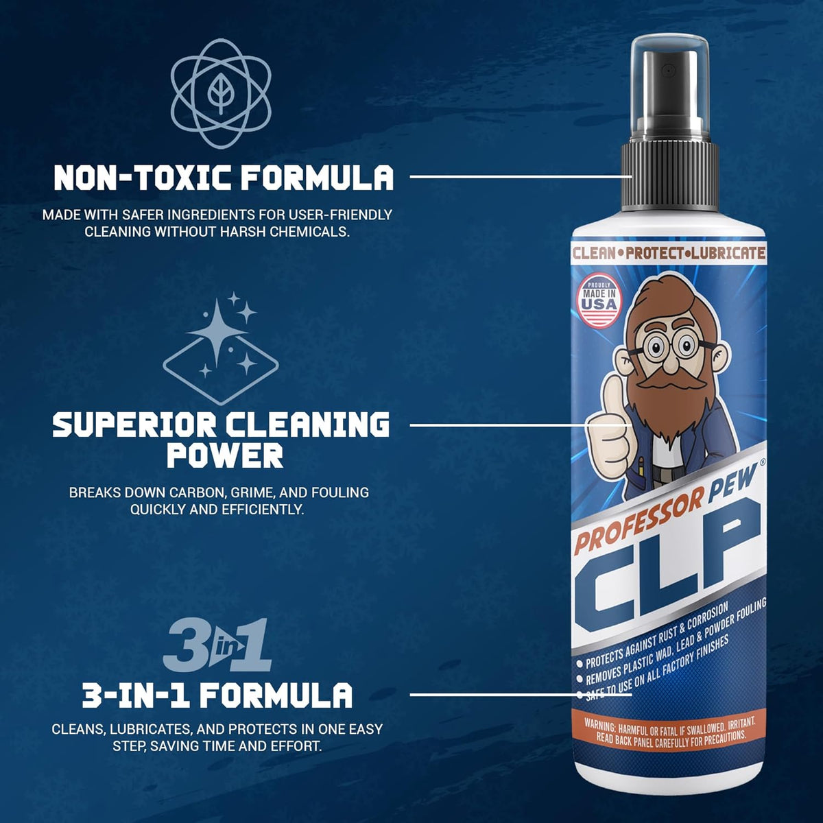 Professor Pew Gun Rust Remover – Clean, Lube, and Protect against Build-Up | Military Grade CLP Degreaser Oil for all Firearms