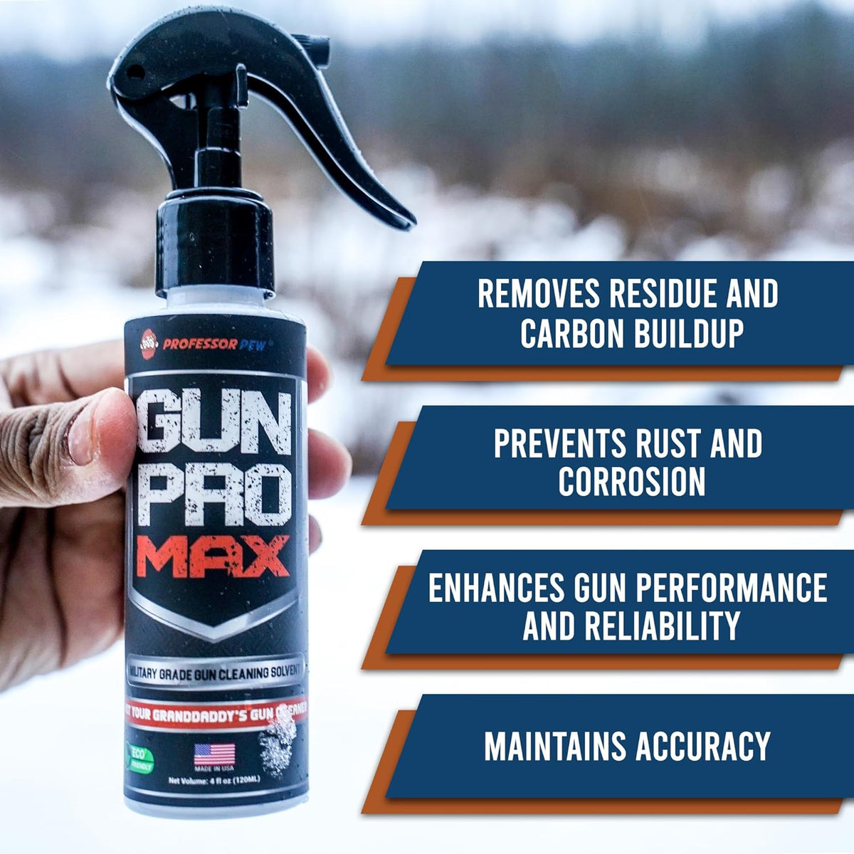 Professor Pew Gun Pro Max Solvent - Advanced Carbon Removal - Military Grade Bore Cleaner for Firearms, Knives &amp; Tools | 4 oz