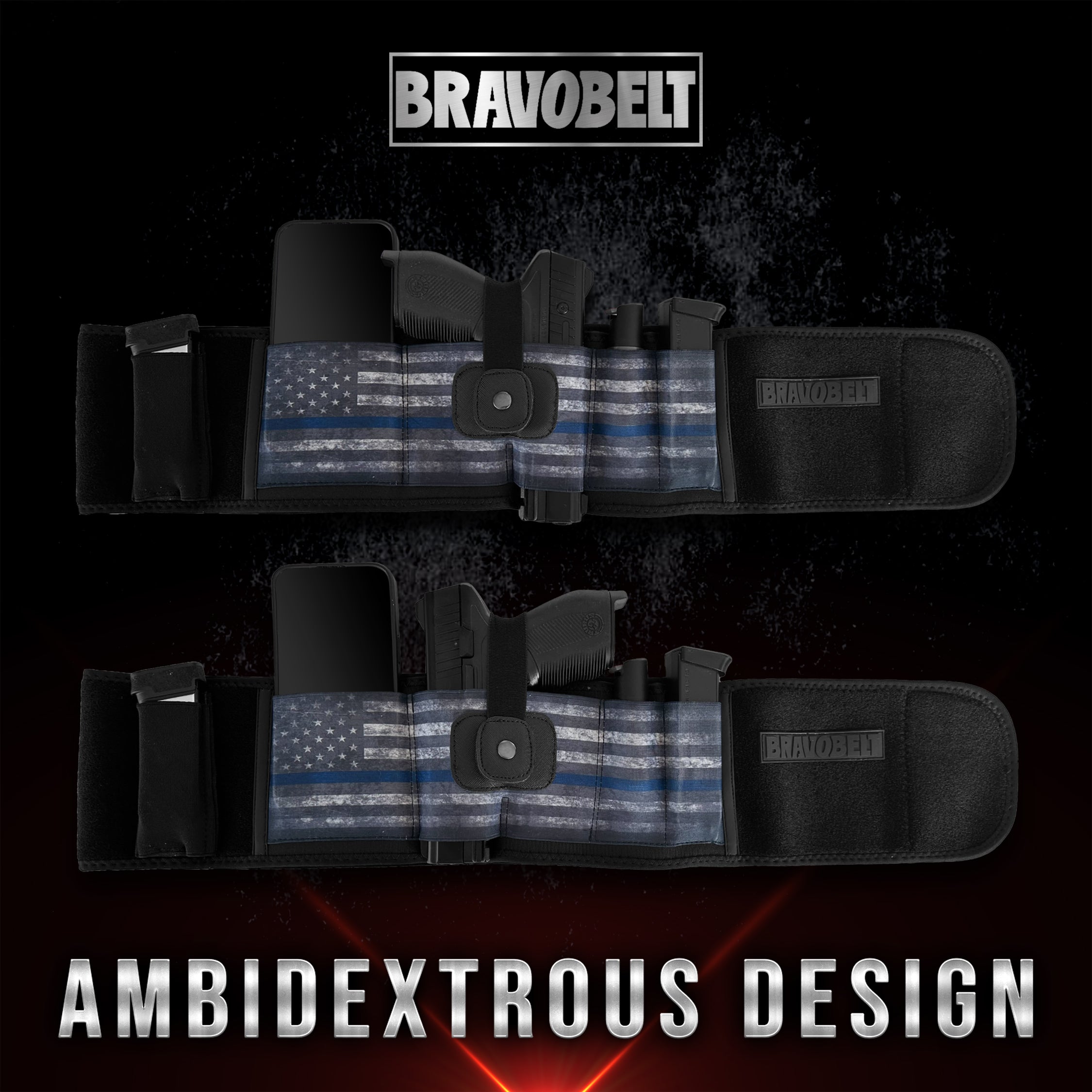 BravoBelt Belly Band Holster for Concealed Carry - Unisex  - Blue Line Edition