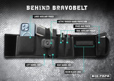 BravoBelt Big Papa Edition - Belly Band Holster for Big Guys -  Fits 55" to 65" Belly