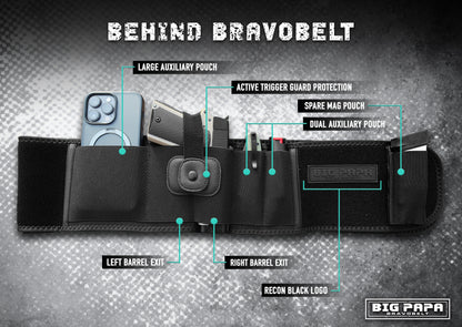 BravoBelt Big Papa Edition - Belly Band Holster for Big Guys -  Fits 55" to 65" Belly
