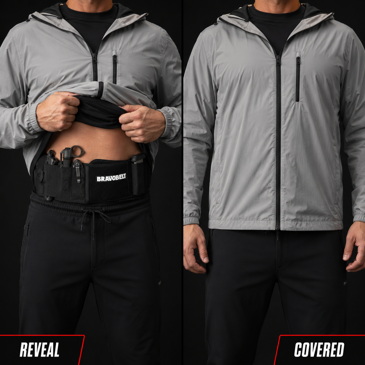 BravoBelt Belly Band Holster for Concealed Carry - Unisex - Black
