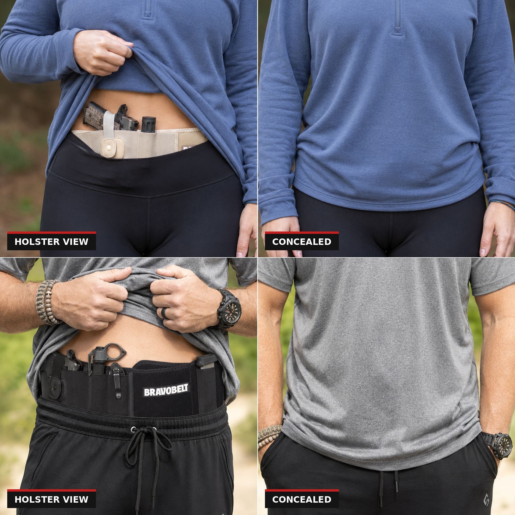 BravoBelt Belly Band Holster for Concealed Carry - Unisex - Black