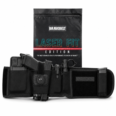 BravoBelt Laser Fit Edition – Belly Band Holster | Fits Pistols with Weapon Mounted Lights, Lasers & Red Dots | Unisex (Black)