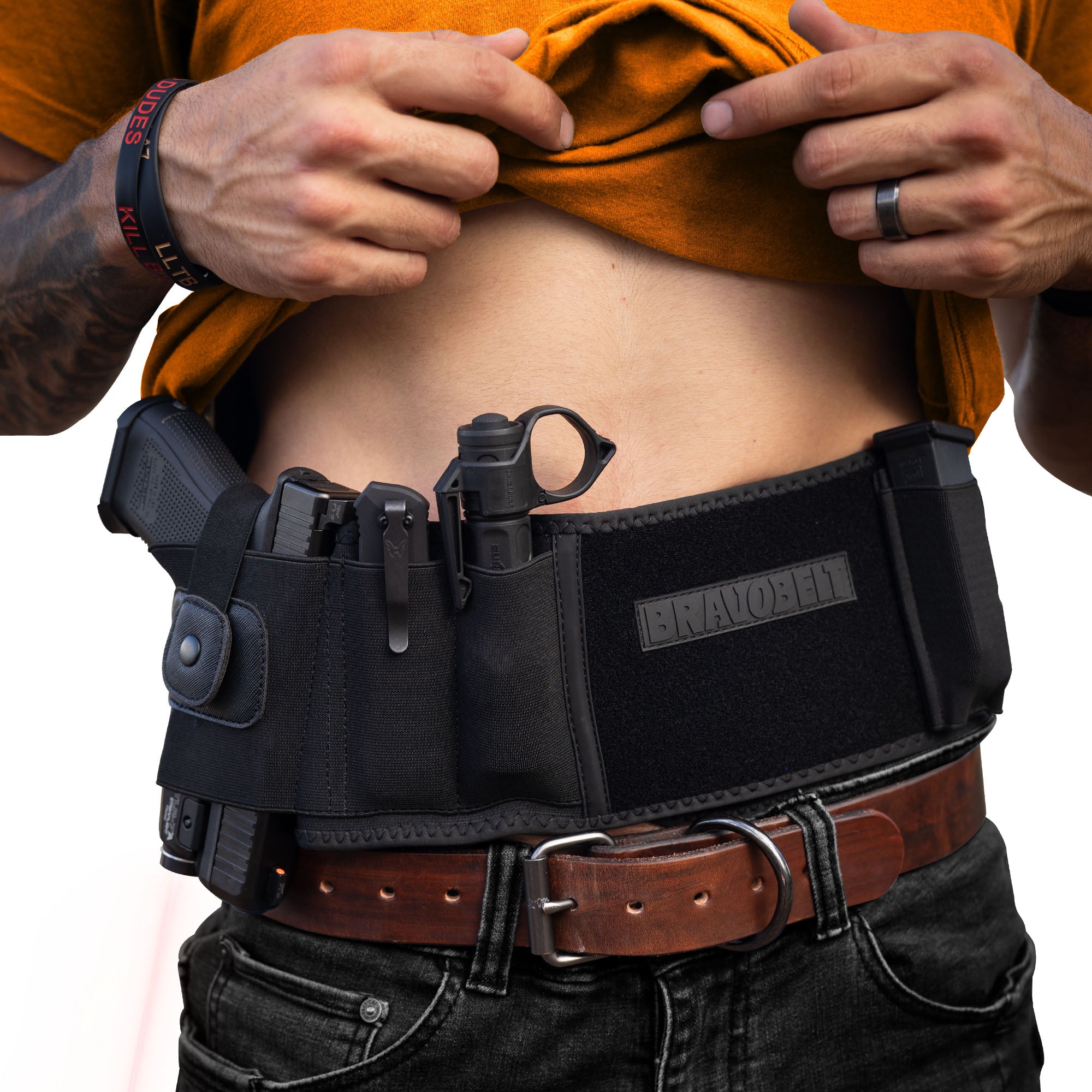 Ultimate Belly Band Holster for Concealed Carry, Black, Fits Gun