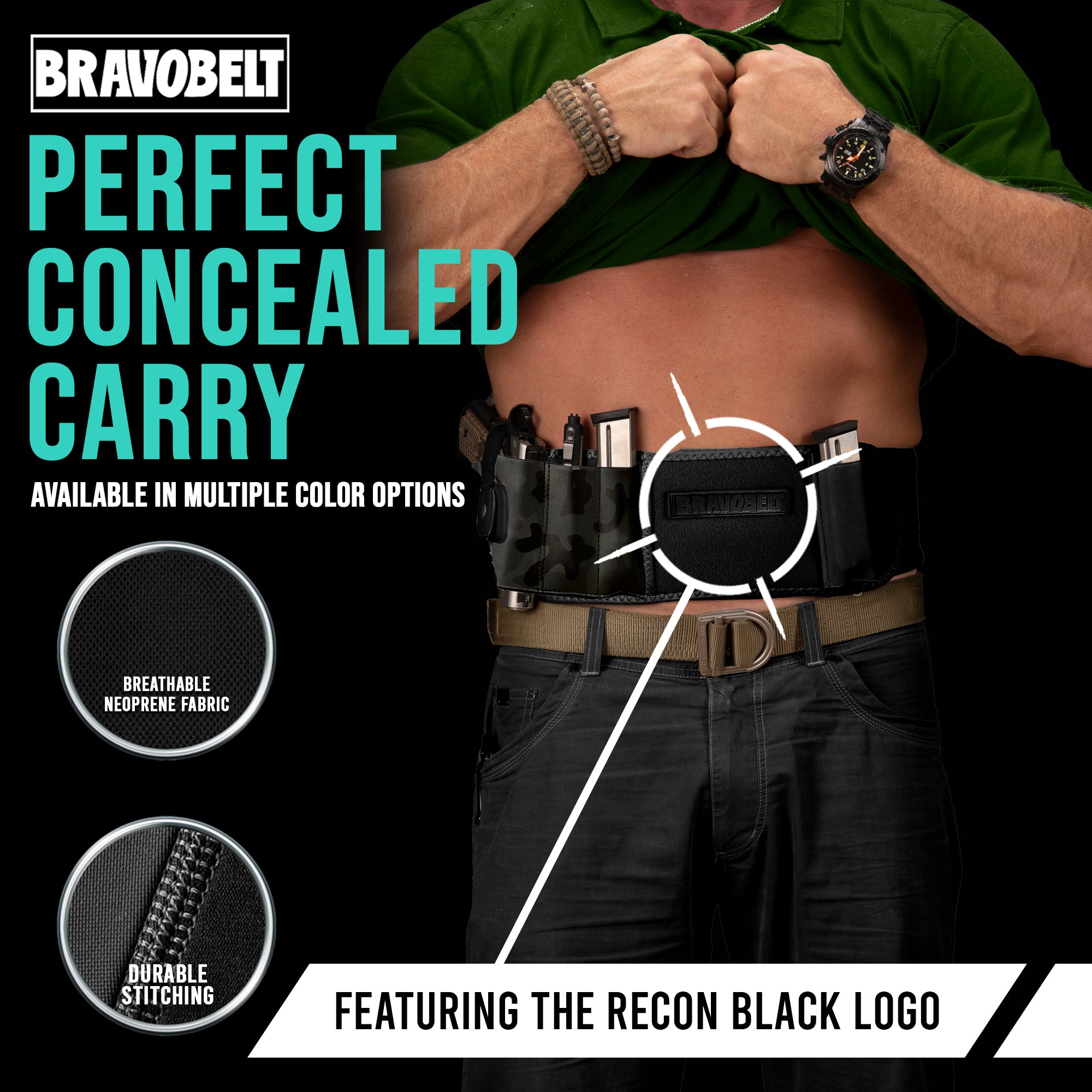 BravoBelt Laser Fit Edition - Belly Band Holster for Concealed Carry