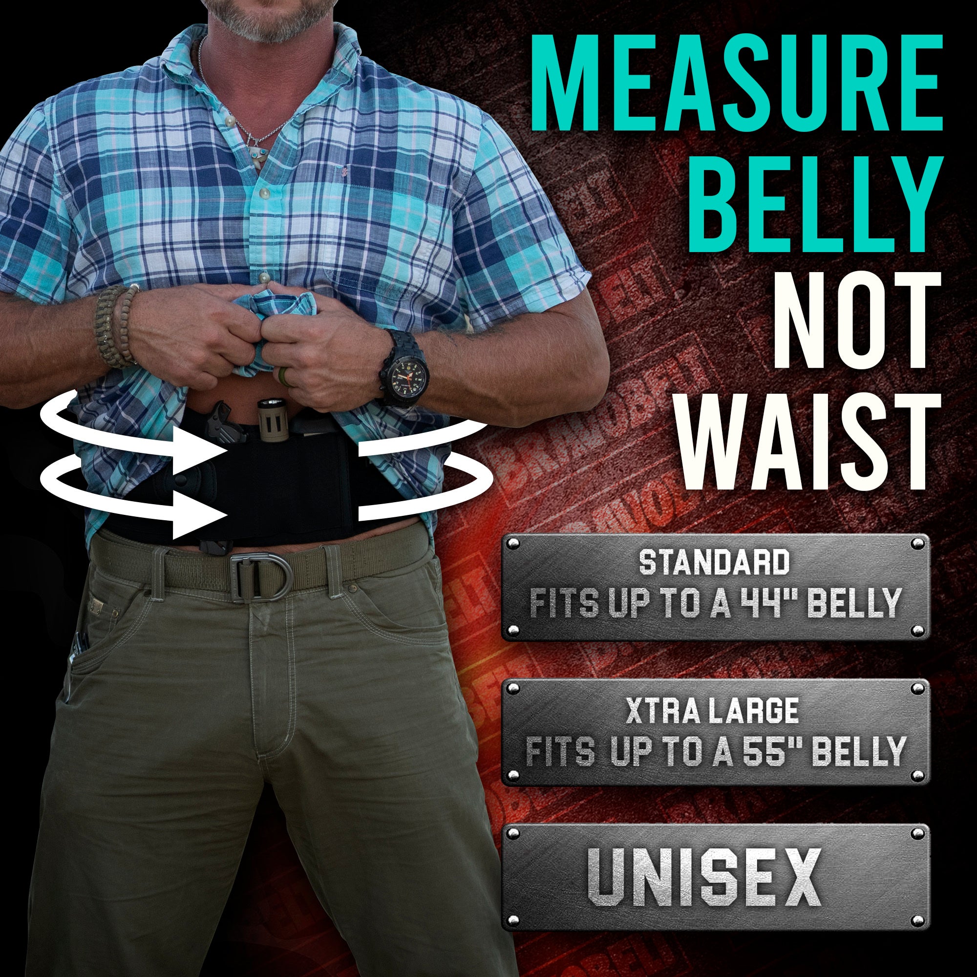 BravoBelt Belly Band Holster for Concealed Carry - Unisex - Tactical Nude