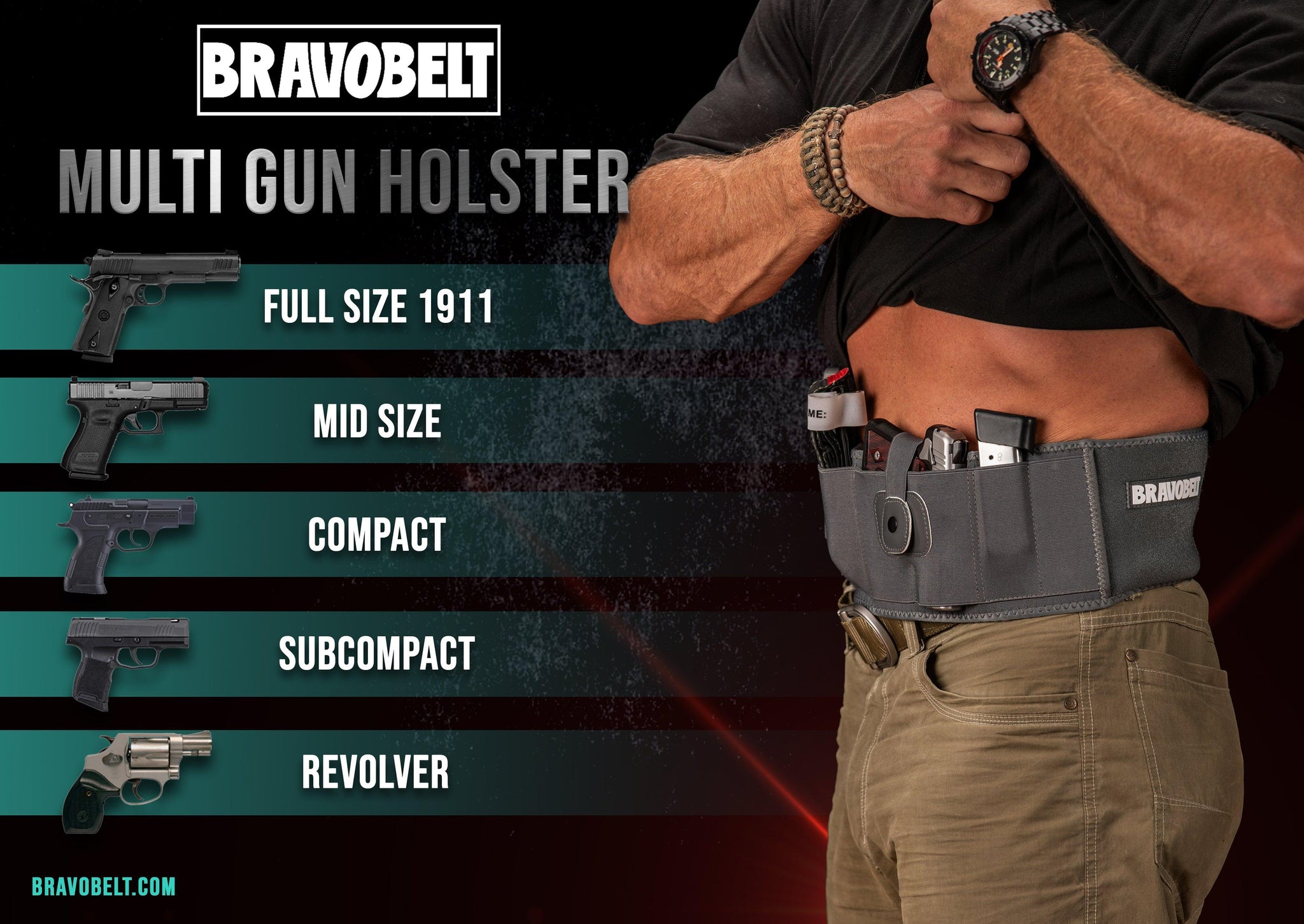 thumbnail image 2 of ComforTech Eco Leather Belly Band Holster – Concealed Carry For Pistol/Revolver – Left Hand, Black 2 of 5