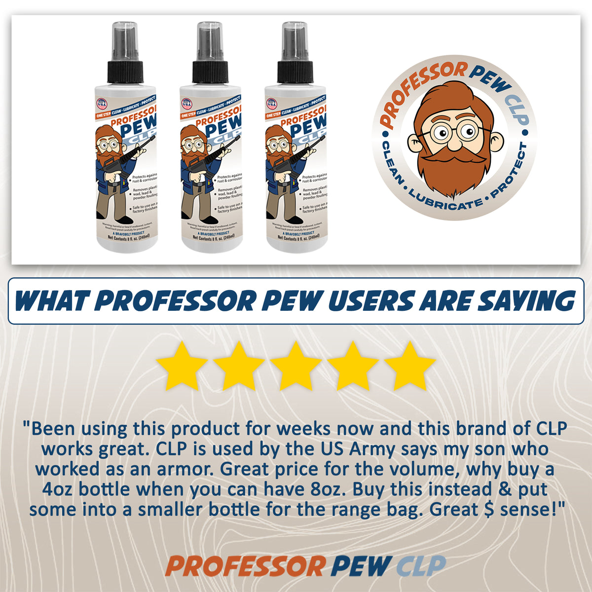 Professor Pew Gun Rust Remover – Clean, Lube, and Protect against Build-Up | Military Grade CLP Degreaser Oil for all Firearms